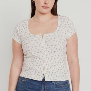 NWT Old Navy Ribbed Knit Floral Print Top Size 2X